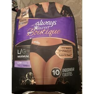 Always Discreet Boutique LOW RISE Postpartum Incontinence Underwear Size L Max
